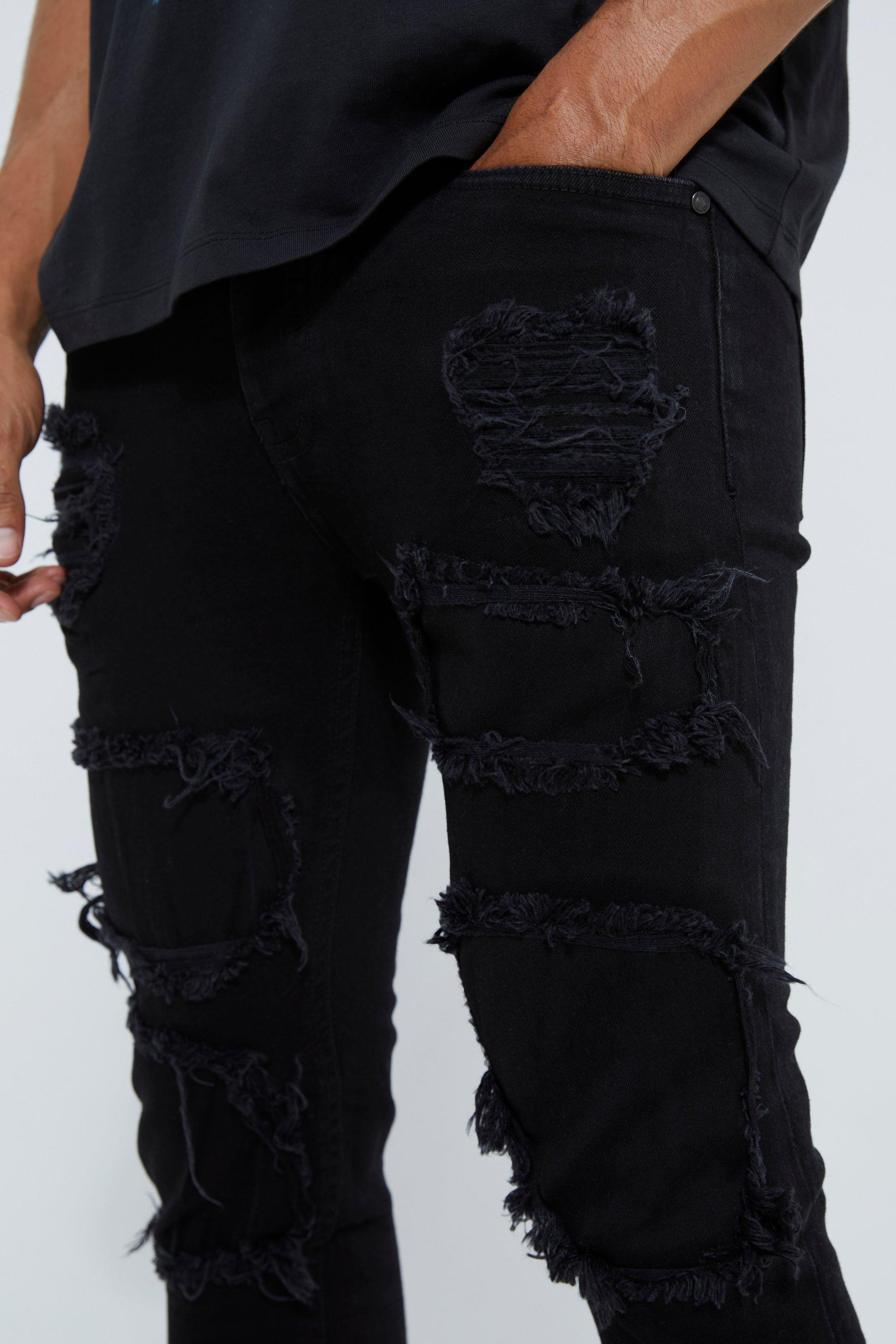 Boohooman black ripped hot sale jeans